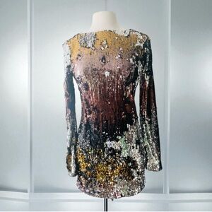 MARCIANO LOS ANGELES SEQUIN LONG SLEEVE MINI DRESS SIZE XS